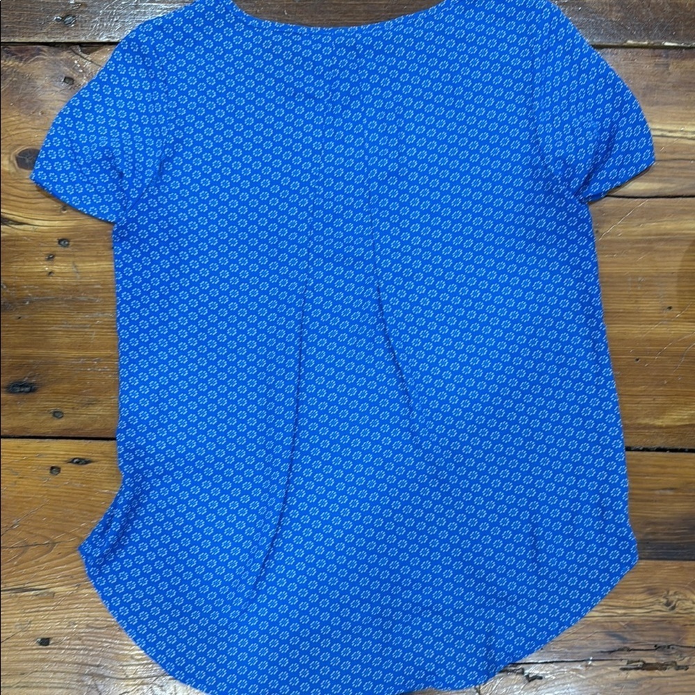 Premise Blue Relaxed Short Sleeve Patterned Blouse Size Small - Picture 7 of 7